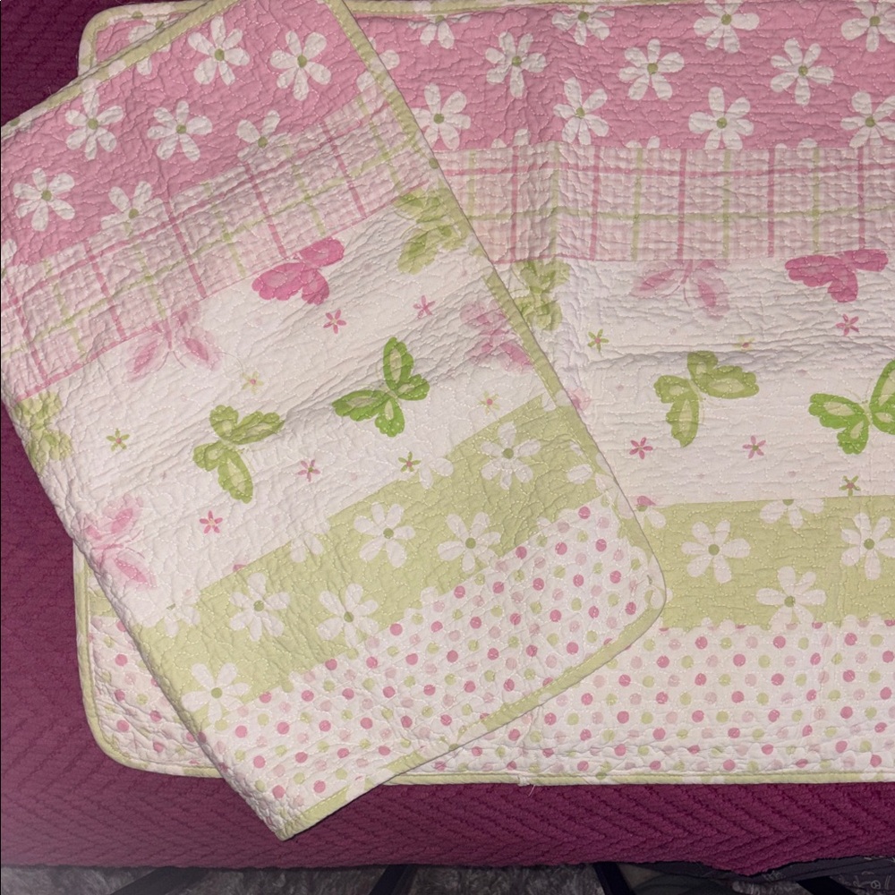 Maggie Miller Pink & Green Butterfly Floral Sham - And One Threshold White Sham